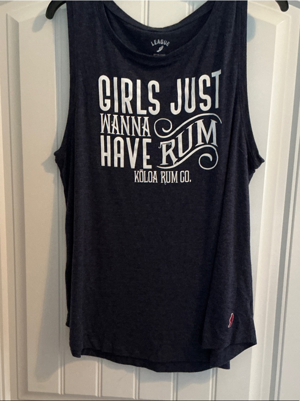 League Black Tank Top with White 'Girls Just Wanna Have Rum' Graphic